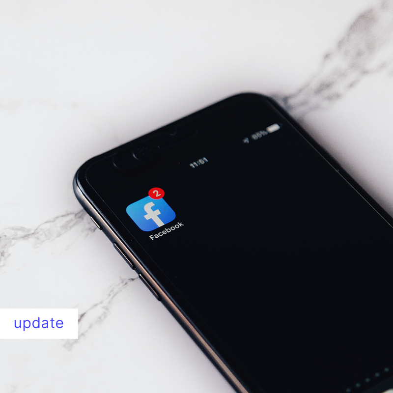 facbook phone icon 2 notifications 'update'